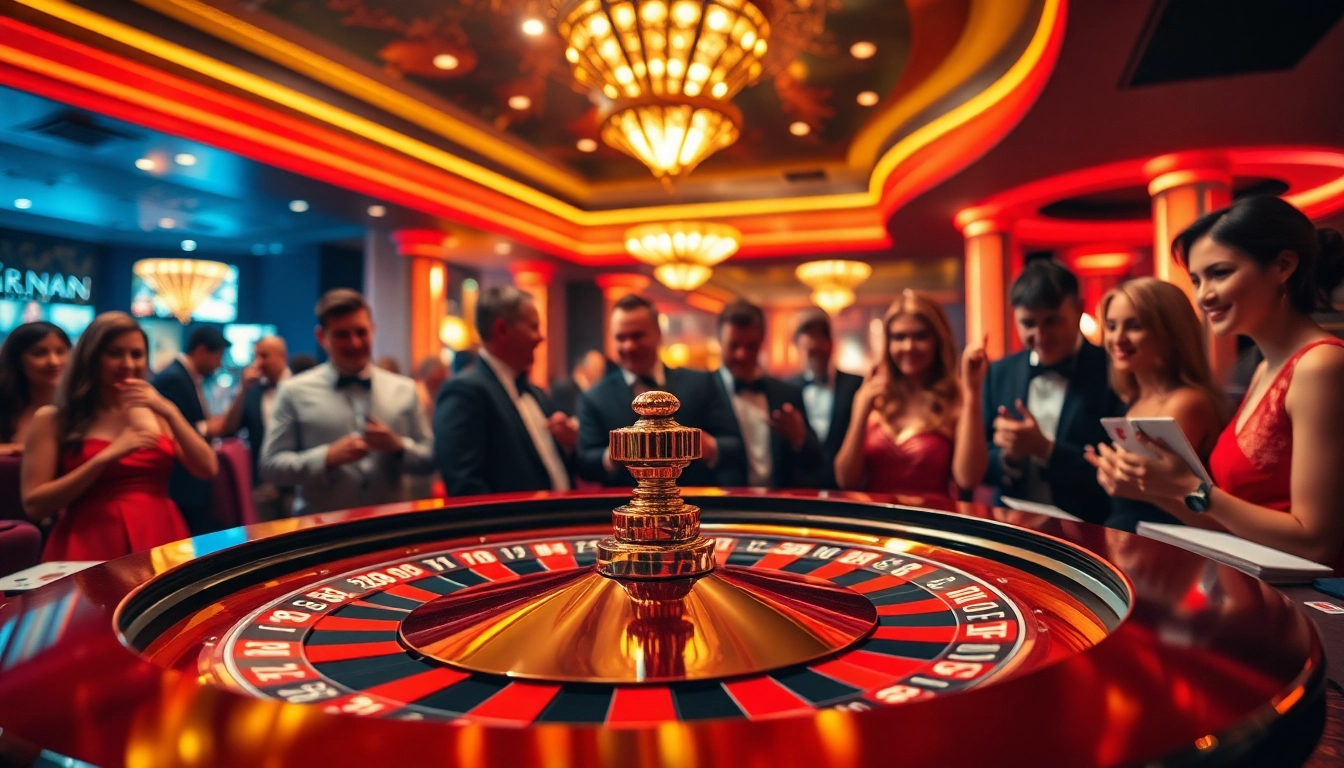 Experience the thrill of citinow sg with players enjoying a roulette game in a vibrant casino.