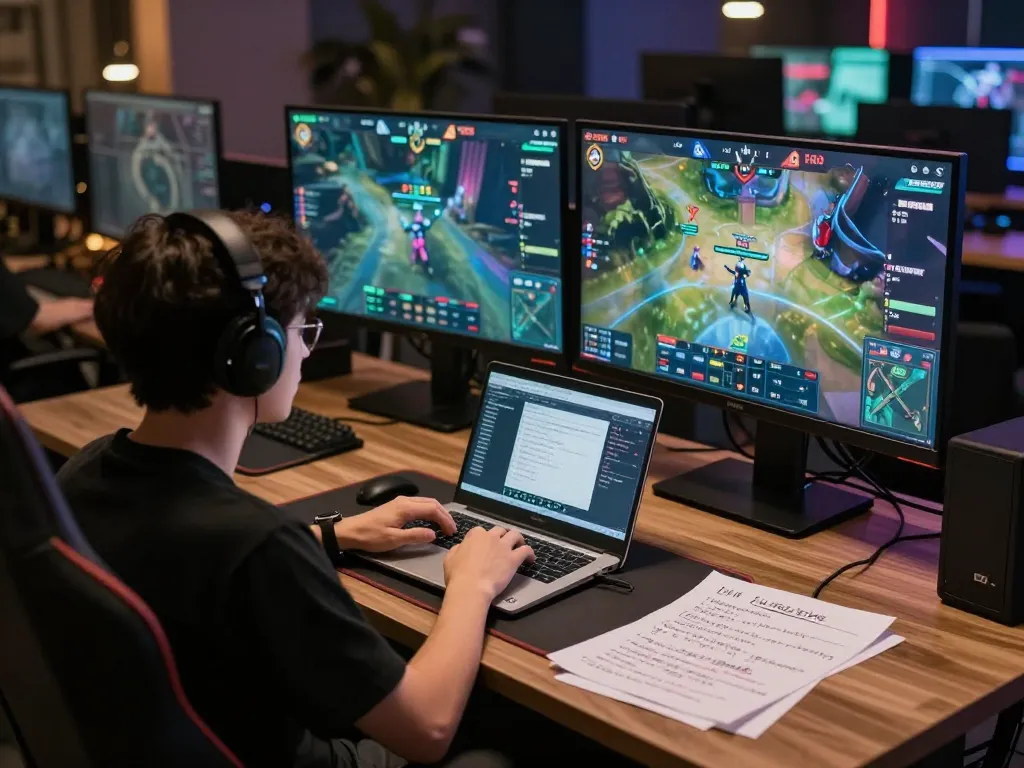 Engaged player analyzing esports statistics at nhà cái tr88 for smart betting strategies