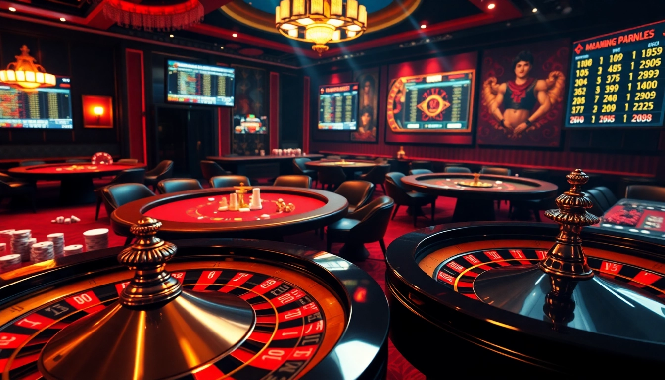 Experience the excitement of gambling at XX88 with vibrant casino visuals, showcasing poker tables and roulette wheels.