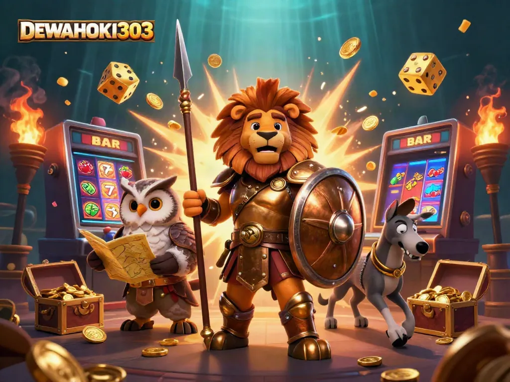 Raih jackpot dengan DEWAHOKI303, gambaran ilustrasi kasino 3D yang menarik.