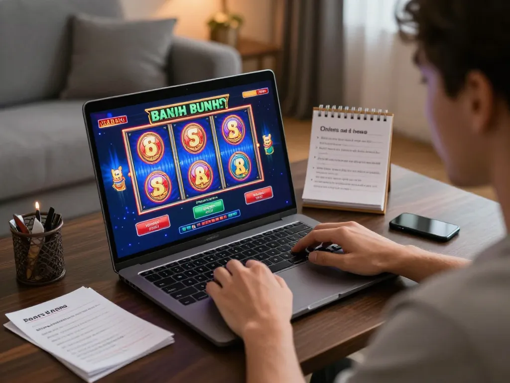 Engaging user explores xo88 online casino slots, blending excitement with home comfort