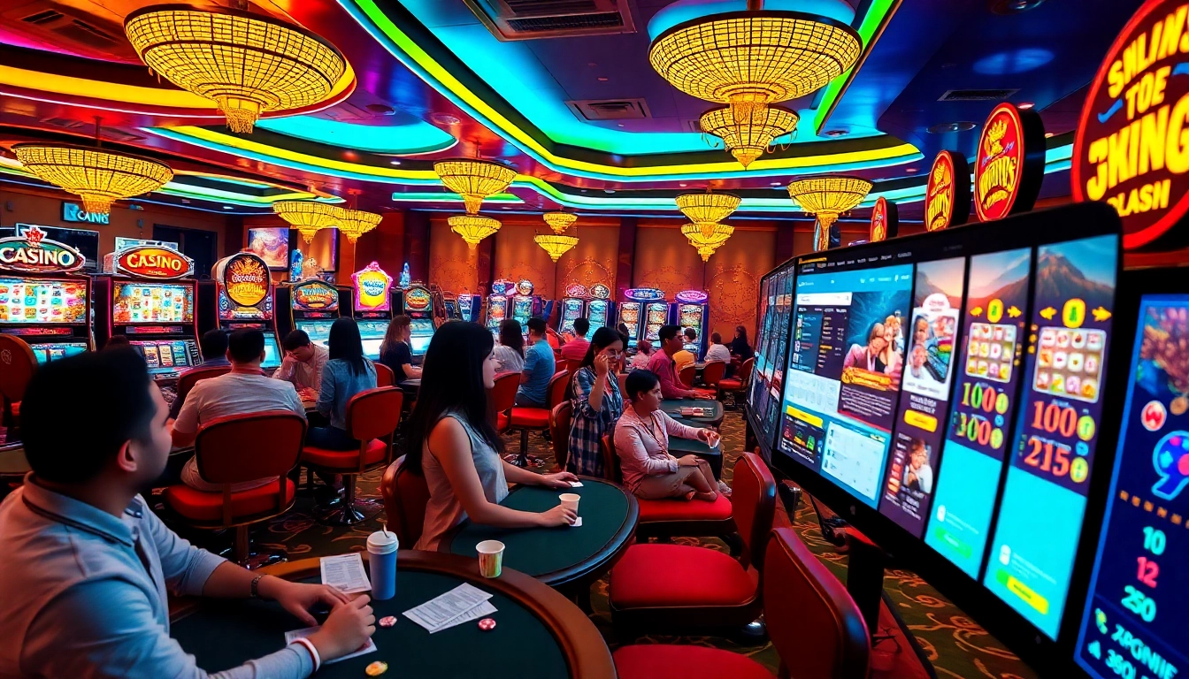 Experience the excitement at https://123b.ing/ with players enjoying vibrant slot machines and casino games.