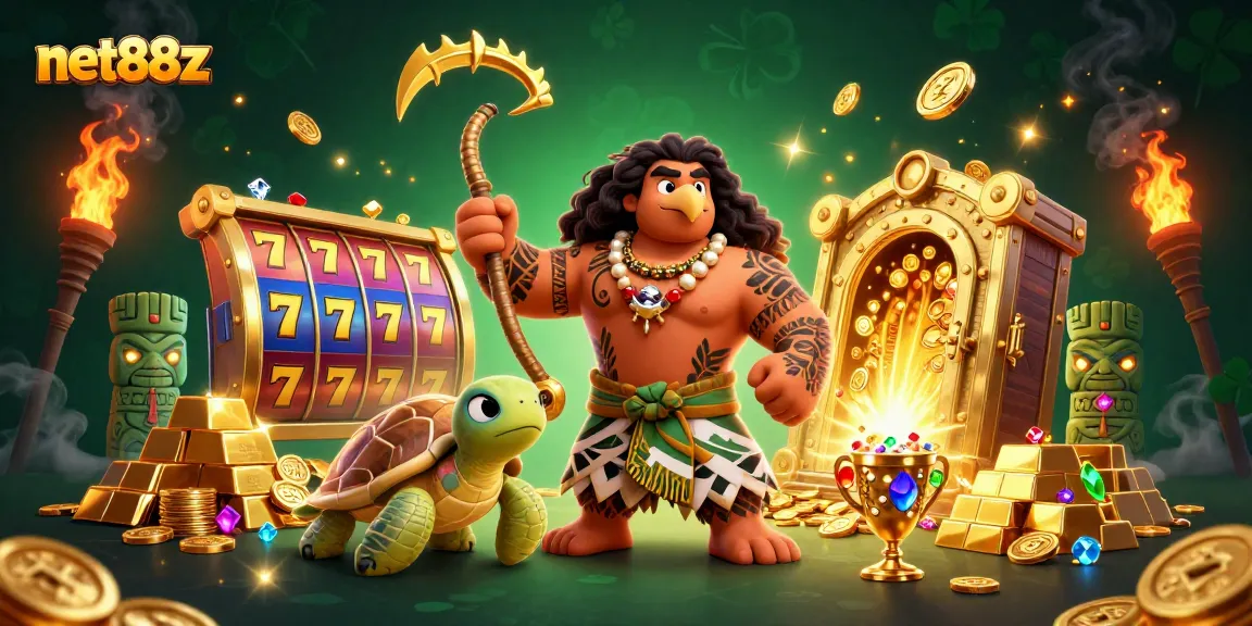 Engage in fun slot action with net88z featuring Maui and his turtle treasure hunt.