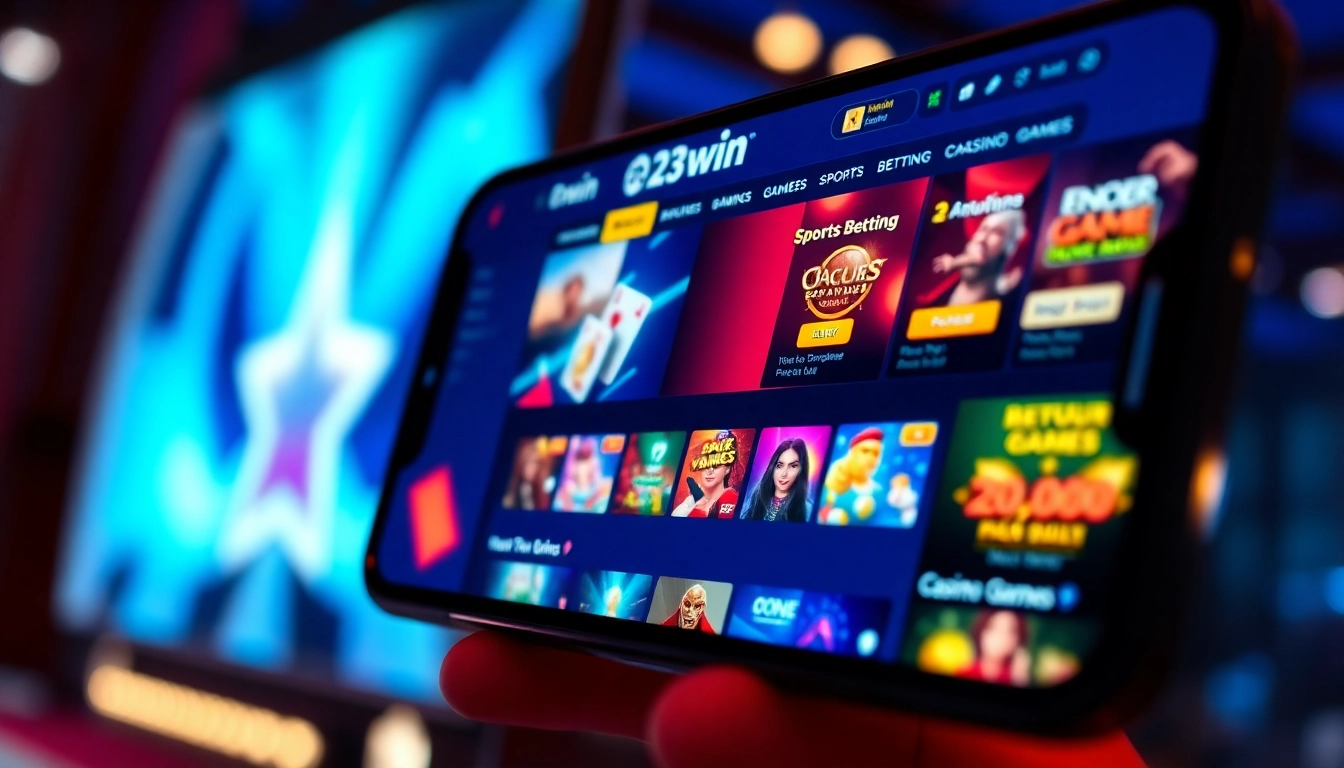 Experience the excitement of 23win's online gaming platform with a sleek interface and vibrant game options.