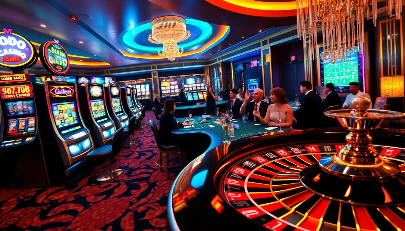 SODO CASINO showcases players enjoying vibrant table games and winning moments in a luxurious atmosphere.