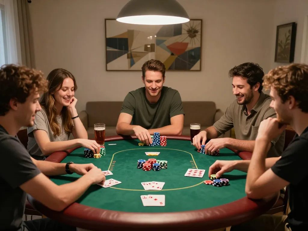 Poker night with friends showcasing dynamic togel gameplay and vibrant social atmosphere.