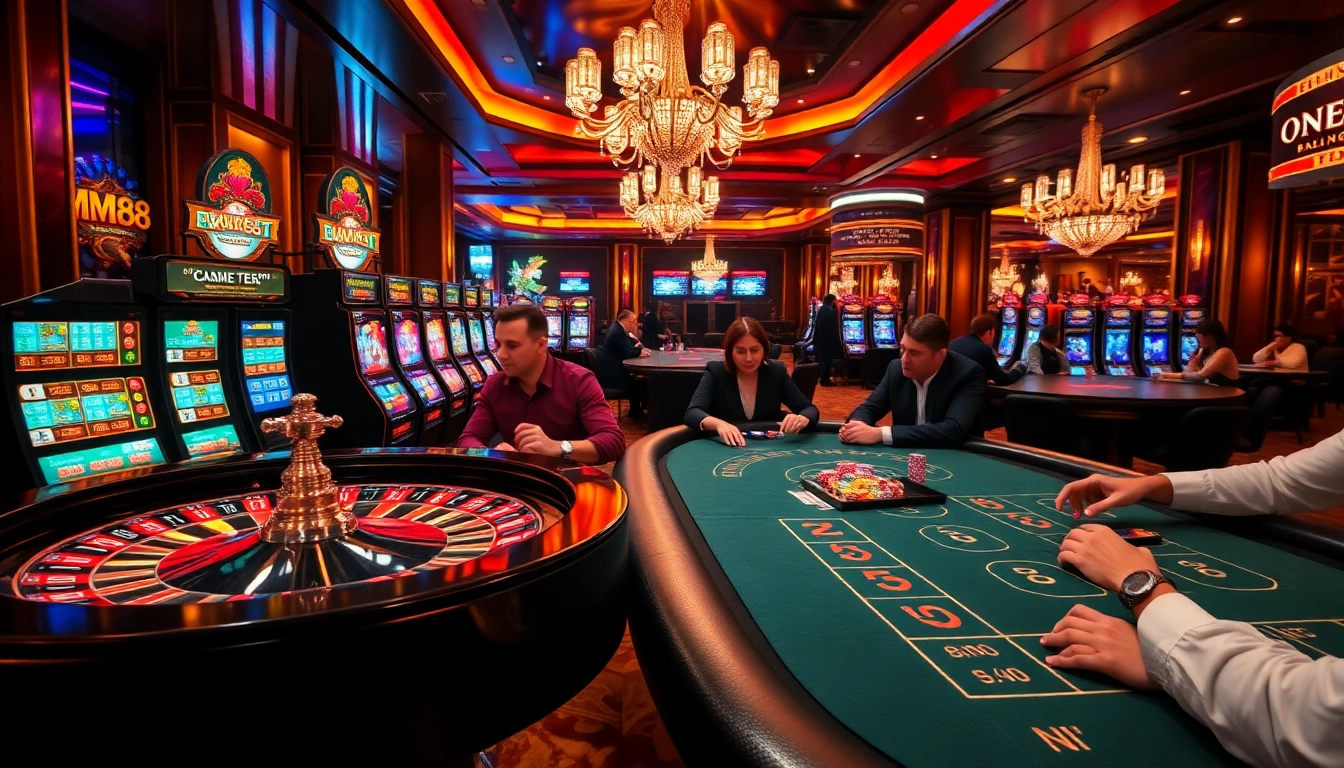 Experience the excitement of MM88 with live casino tables and vibrant slot machines.