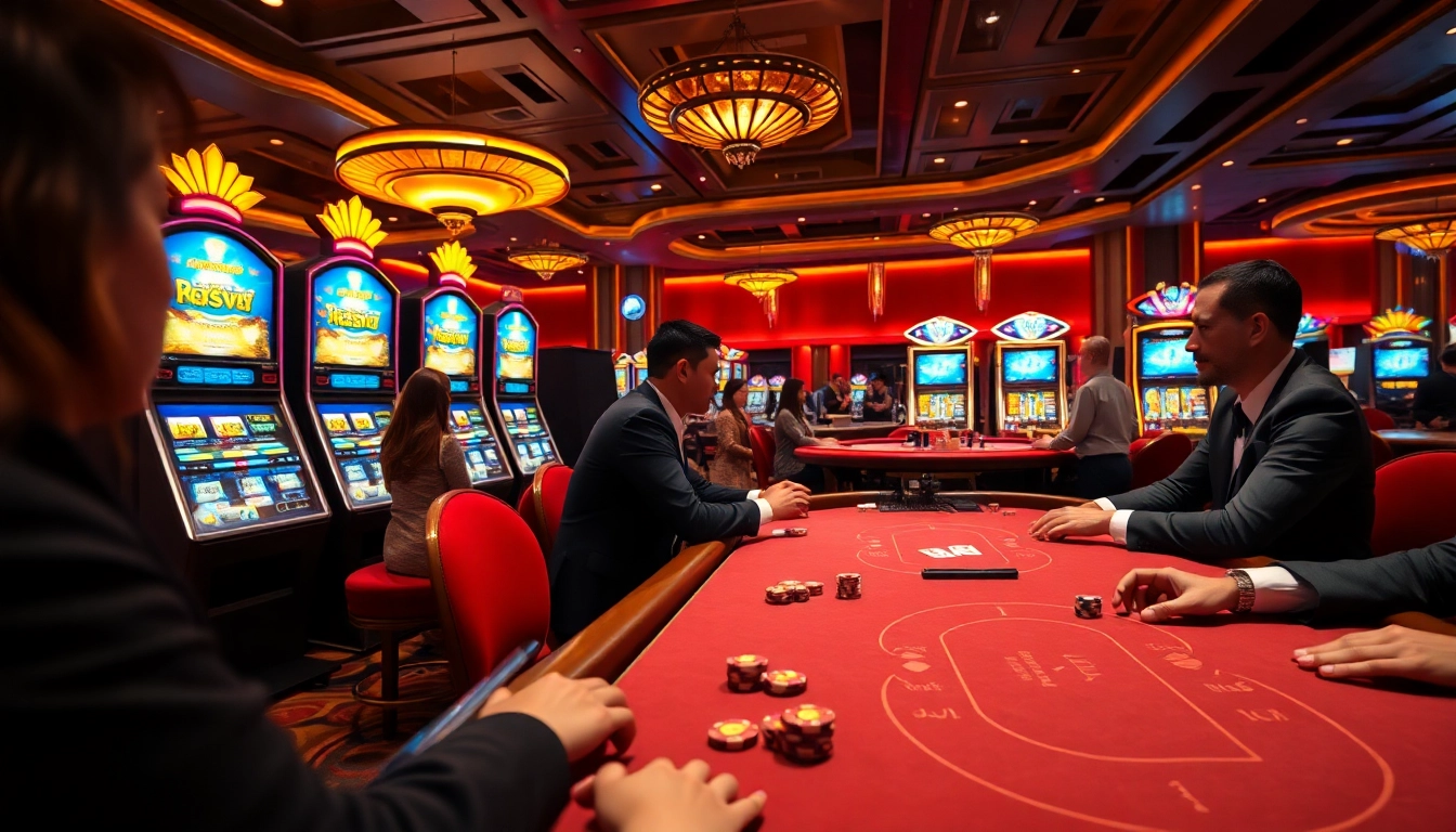 Players enjoying a dynamic game at Rikvip's luxurious casino table.