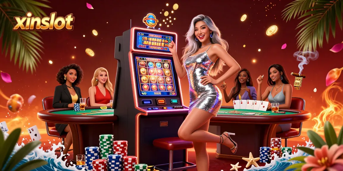 Experience thrilling wins at xinslot with vibrant casino action, showcasing a jackpot celebration.