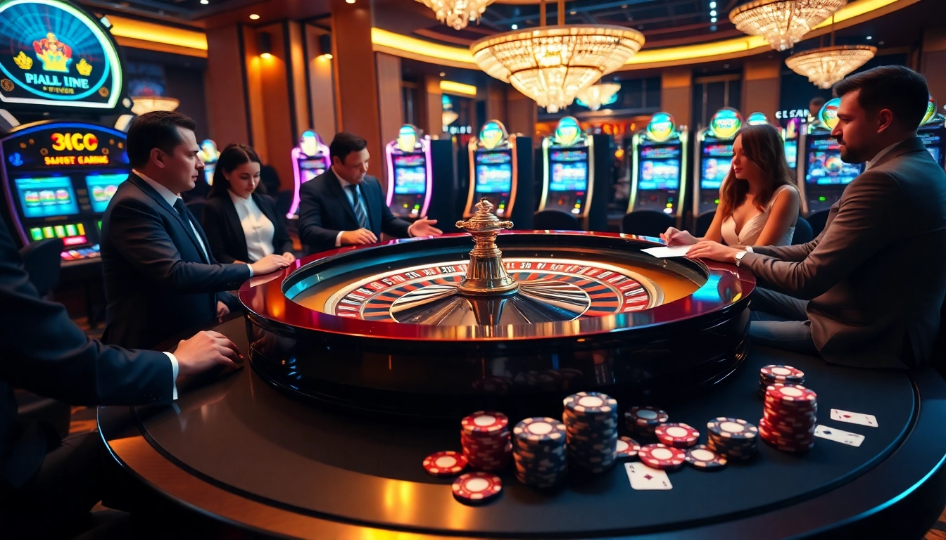 Experience exhilarating gaming action at https://rr88.auction/ with glamorous casino tables and vibrant slot machines.