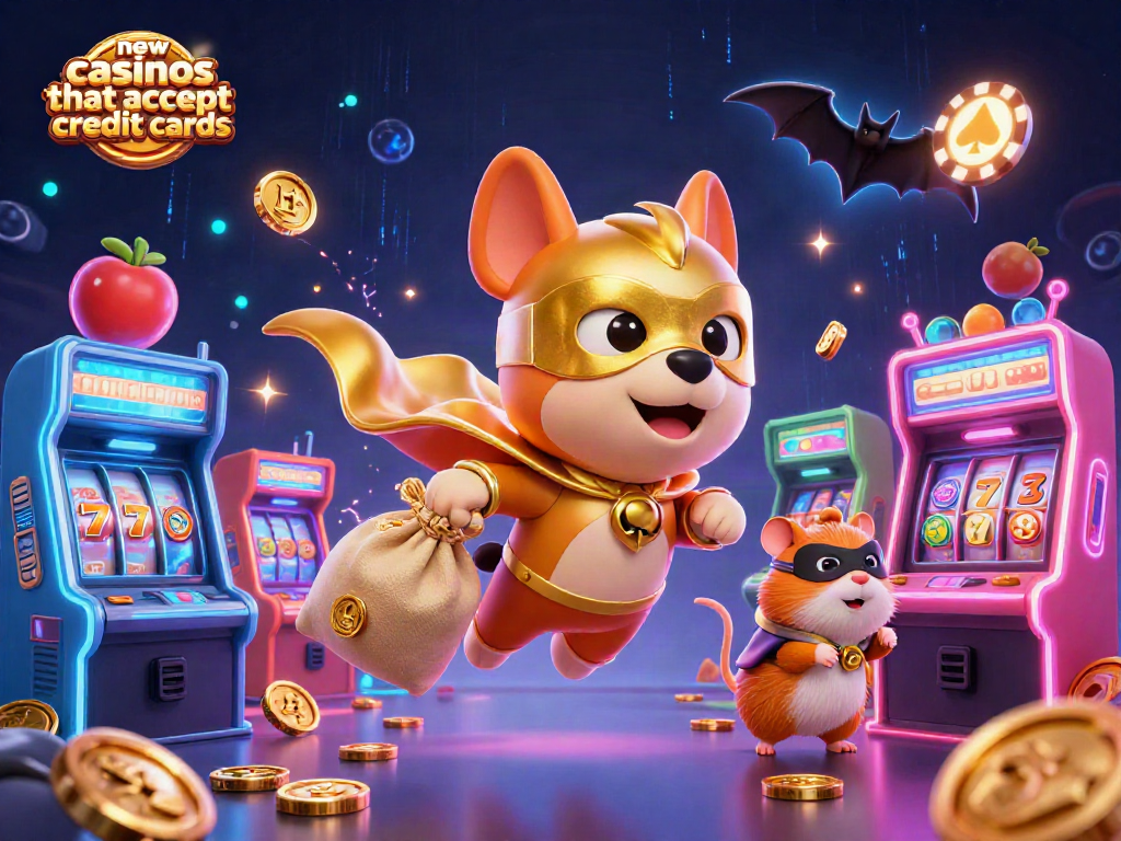 Capture the thrill of new casinos that accept credit cards with a heroic dog flying and colorful gaming elements