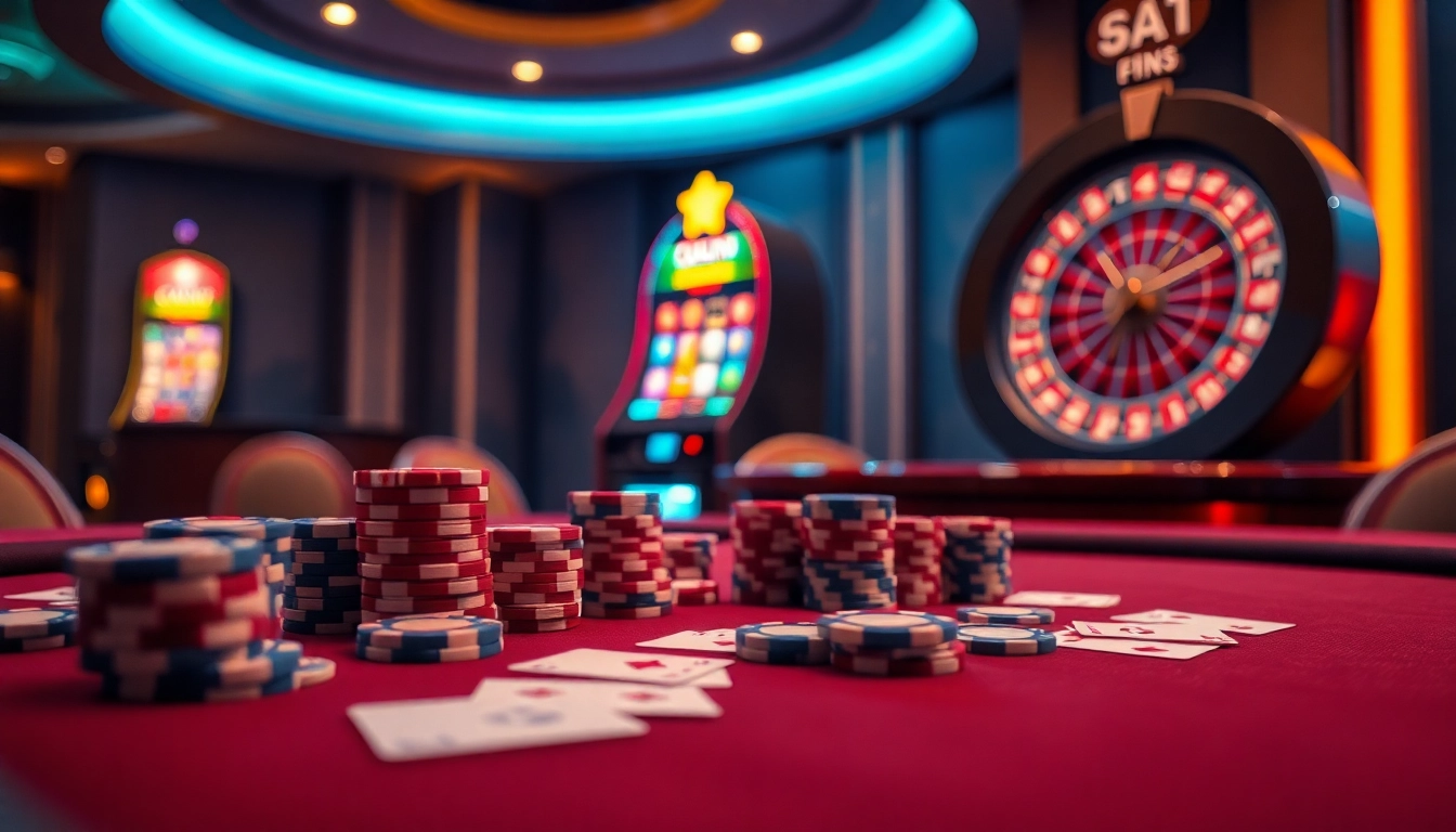 Experience the excitement of pahala4d with vibrant casino visuals of poker chips and roulette.