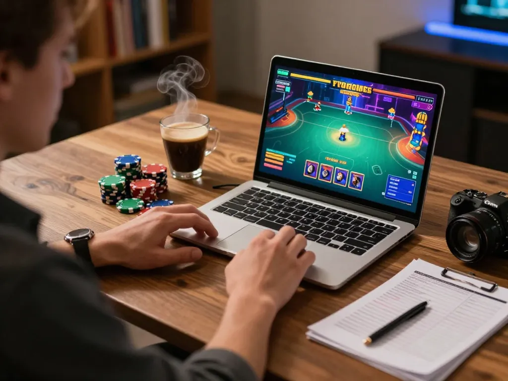 Engaging in cm88 online poker game with strategy notes and cozy atmosphere.