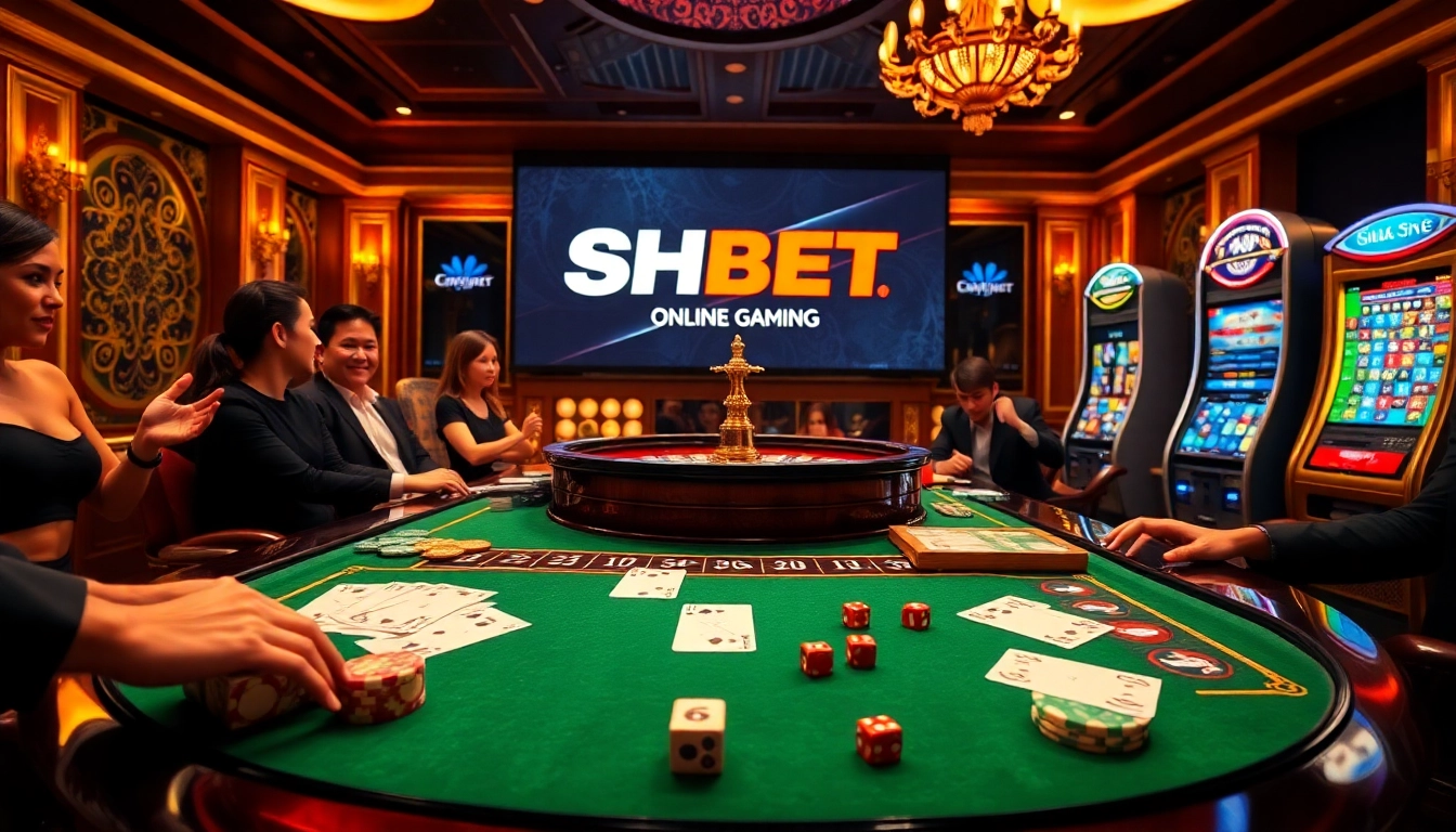Experience the excitement of shbet at a luxurious casino with a roulette table and vibrant poker chips.