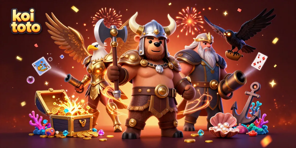Engaging image of koi toto with vibrant casino elements and characters battling for winnings.