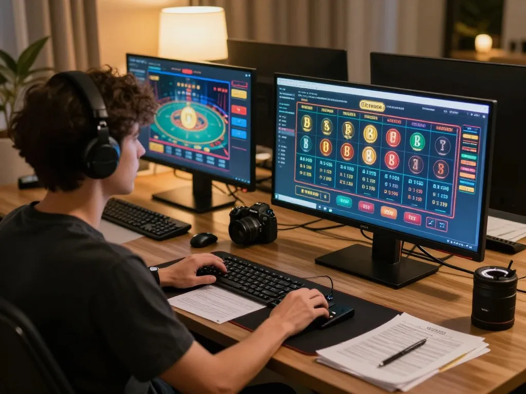 Engaged player strategizing on dash88 for better odds in online gambling.