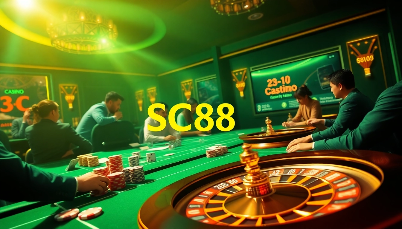 Experience thrilling gameplay at SC88 with exciting poker chips and roulette wheels.