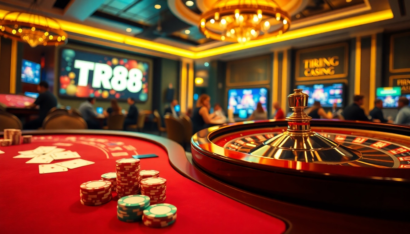 Experience TR88 with luxury poker gameplay in a modern casino atmosphere.