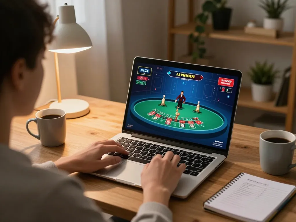 open88 online gaming experience at home with player engaging in live blackjack and strategy notes nearby