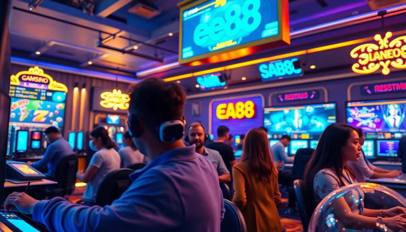 Engaging gaming community at Link ee88 with diverse players enjoying online casino games.