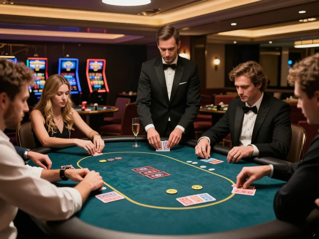 SUNWIN showcase of luxury poker gameplay in an exclusive casino VIP area with attentive players and ambiance
