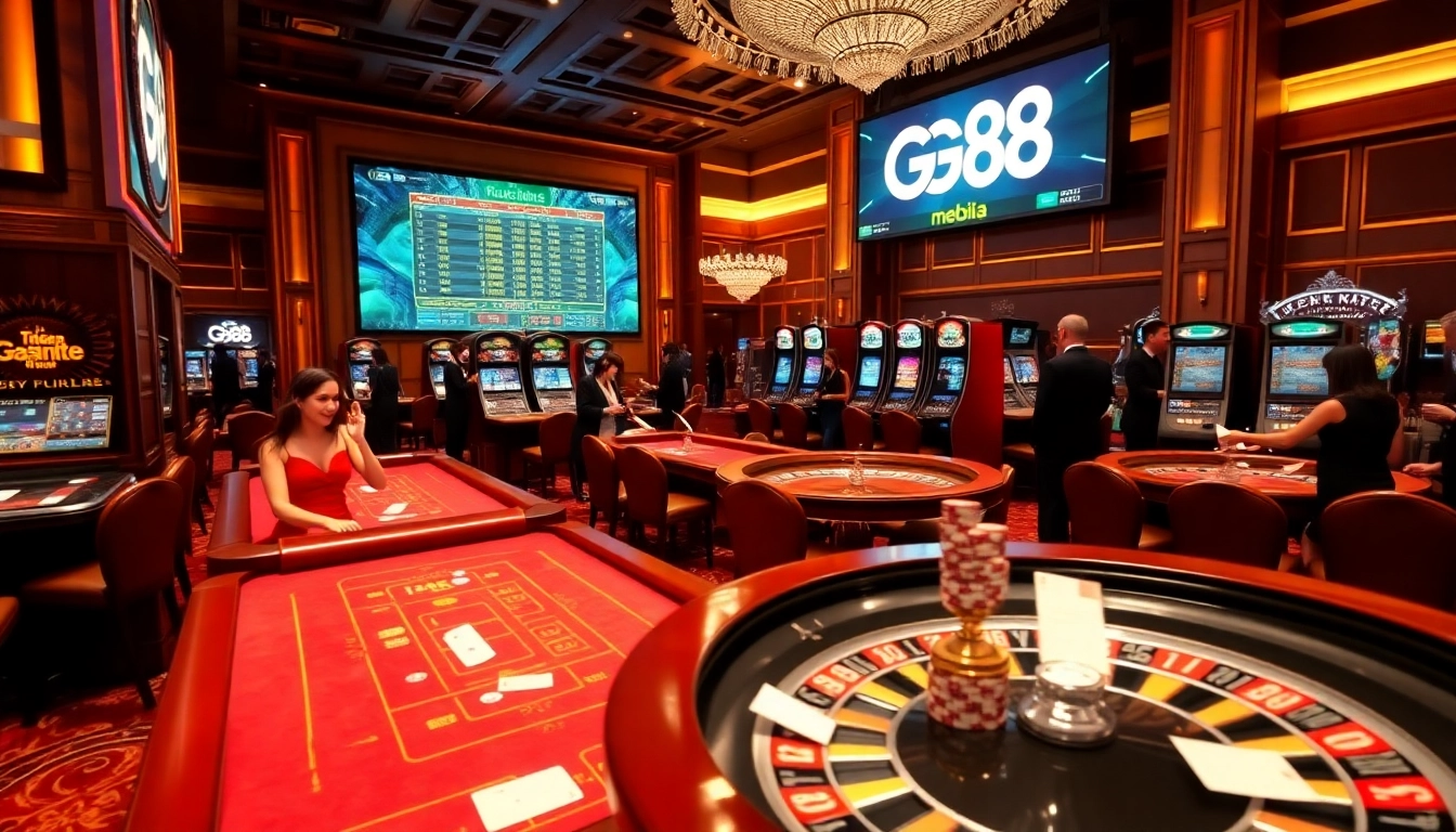Experience the thrill of gaming at gg88 media with luxurious casino tables and excited players.