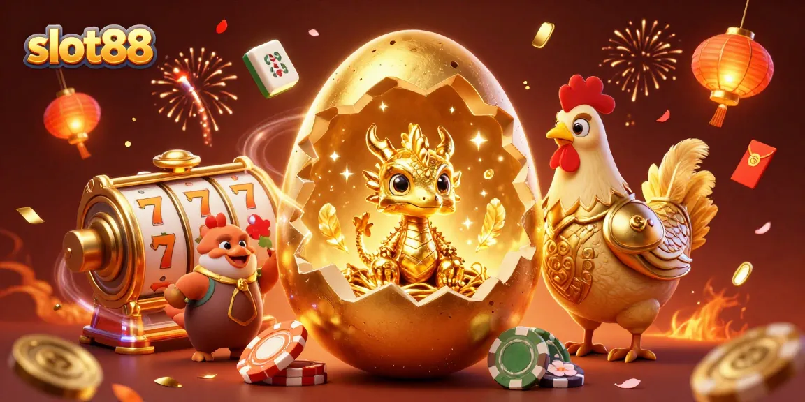 Mainkan slot88 dengan visual memukau dari naga emas di tengah chip poker.