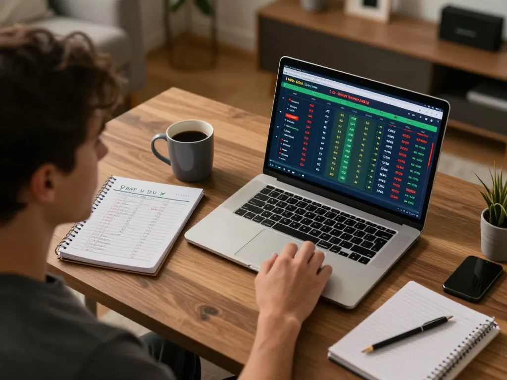 Kèo nhà cái hôm nay displayed on a laptop screen during a focused online betting session, showcasing player strategy.