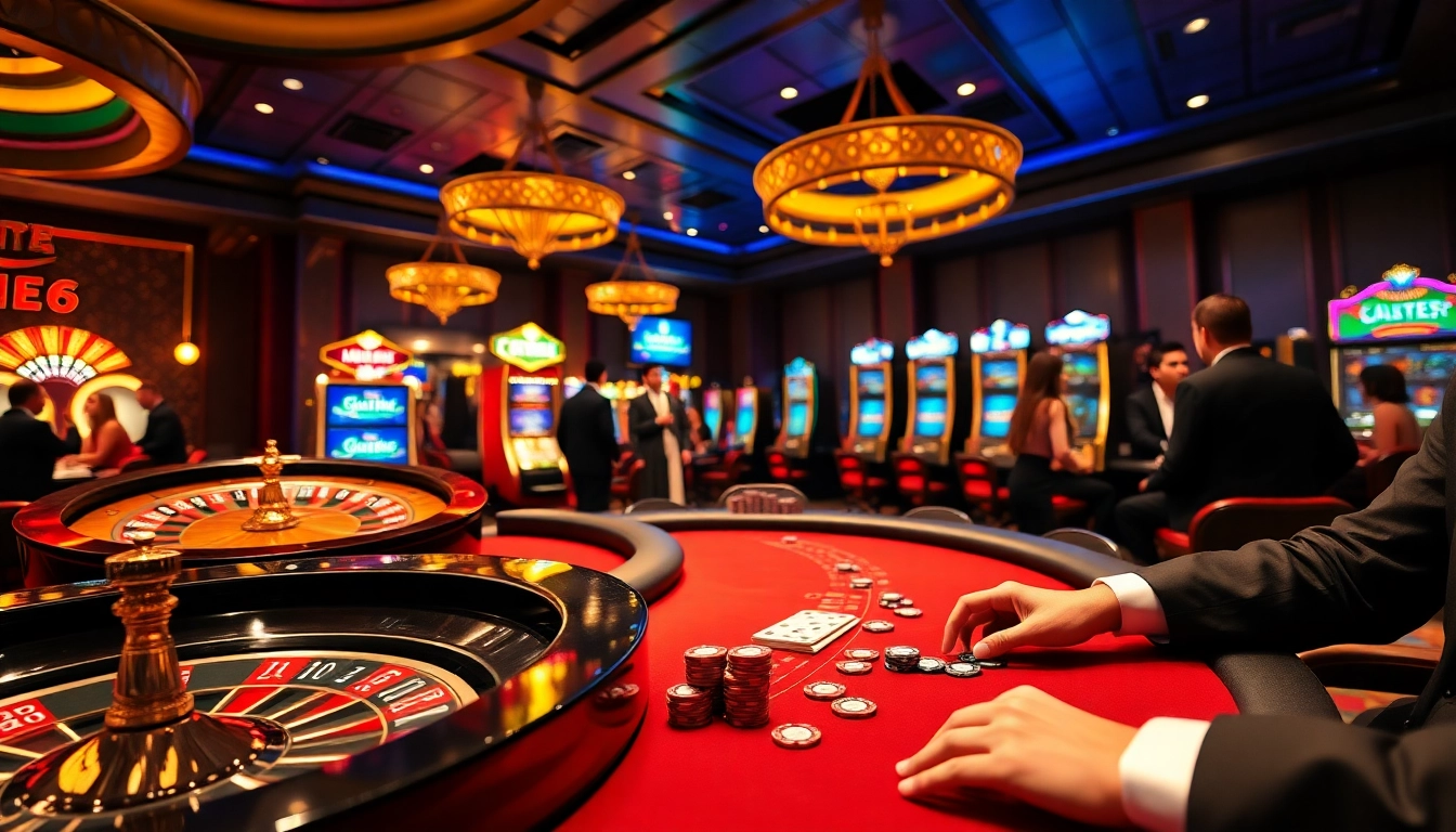 A vibrant casino scene with a poker game, showcasing excitement and luxury at https://xx88csn.com/.