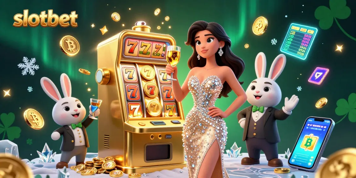 Experience excitement with slotbet as a glamorous woman toasts beside a jackpot slot machine.