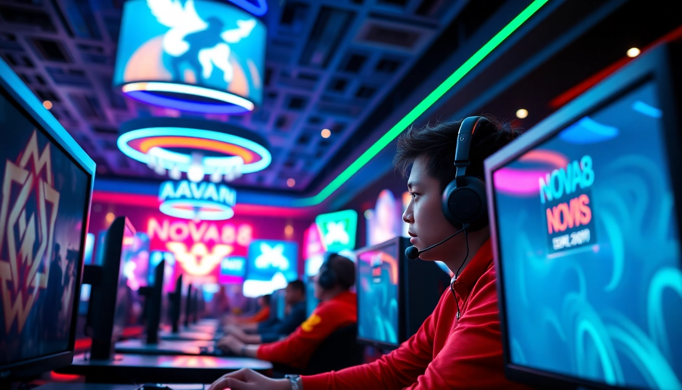 Engaging esports tournament featuring Nova88 esports players in an electrifying atmosphere.