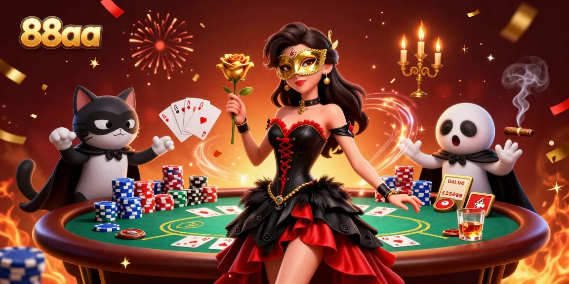 Experience winning excitement at 88aa with a dynamic casino scene featuring poker and lavish details.